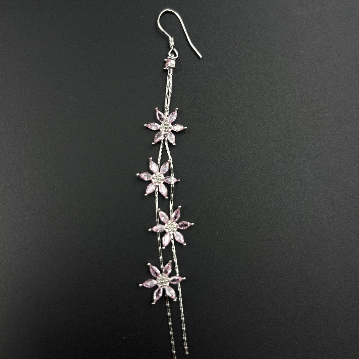 Pink Petal Cascade Earrings | 925 Silver