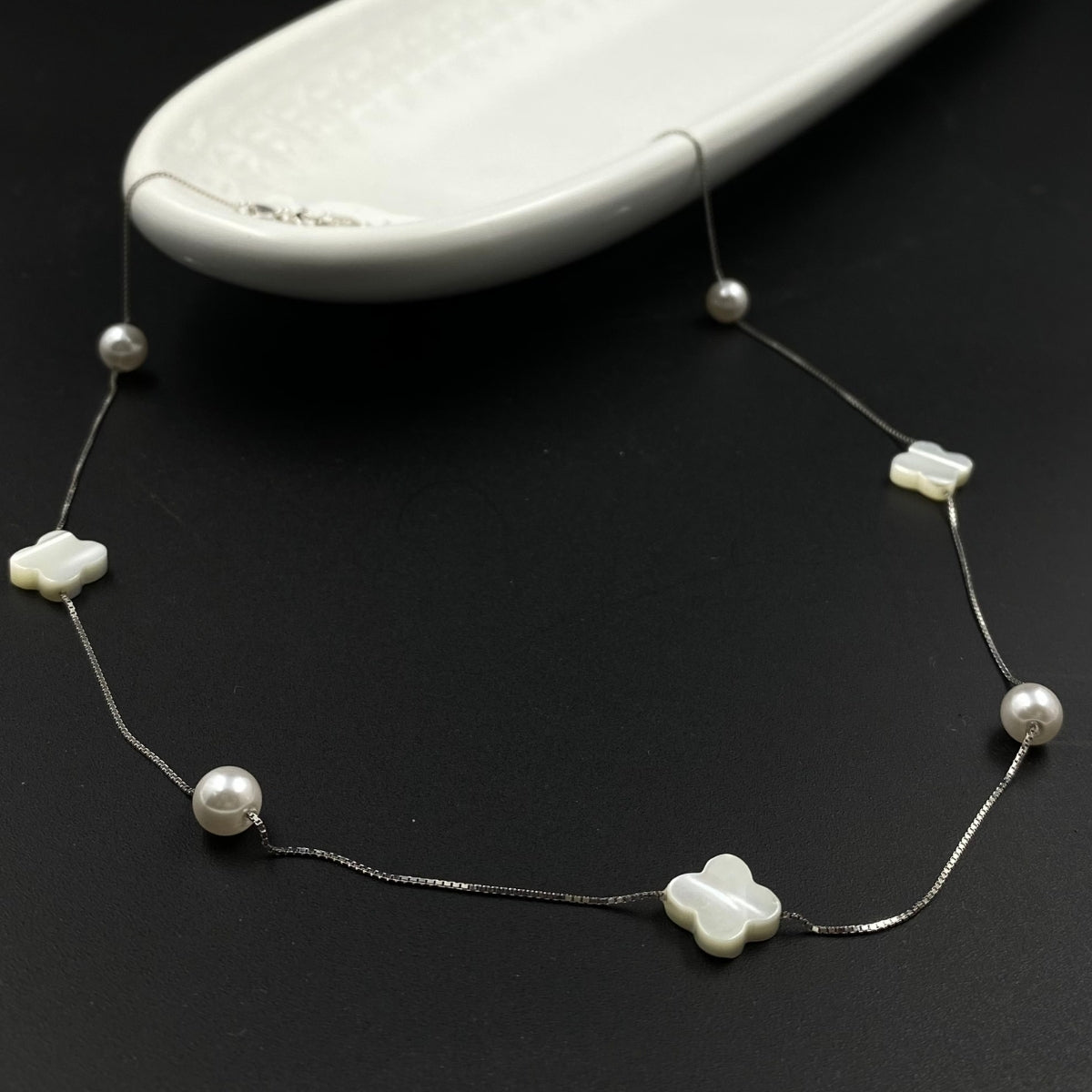 Pearldust Drift Stone Charm Necklace | 925 Silver