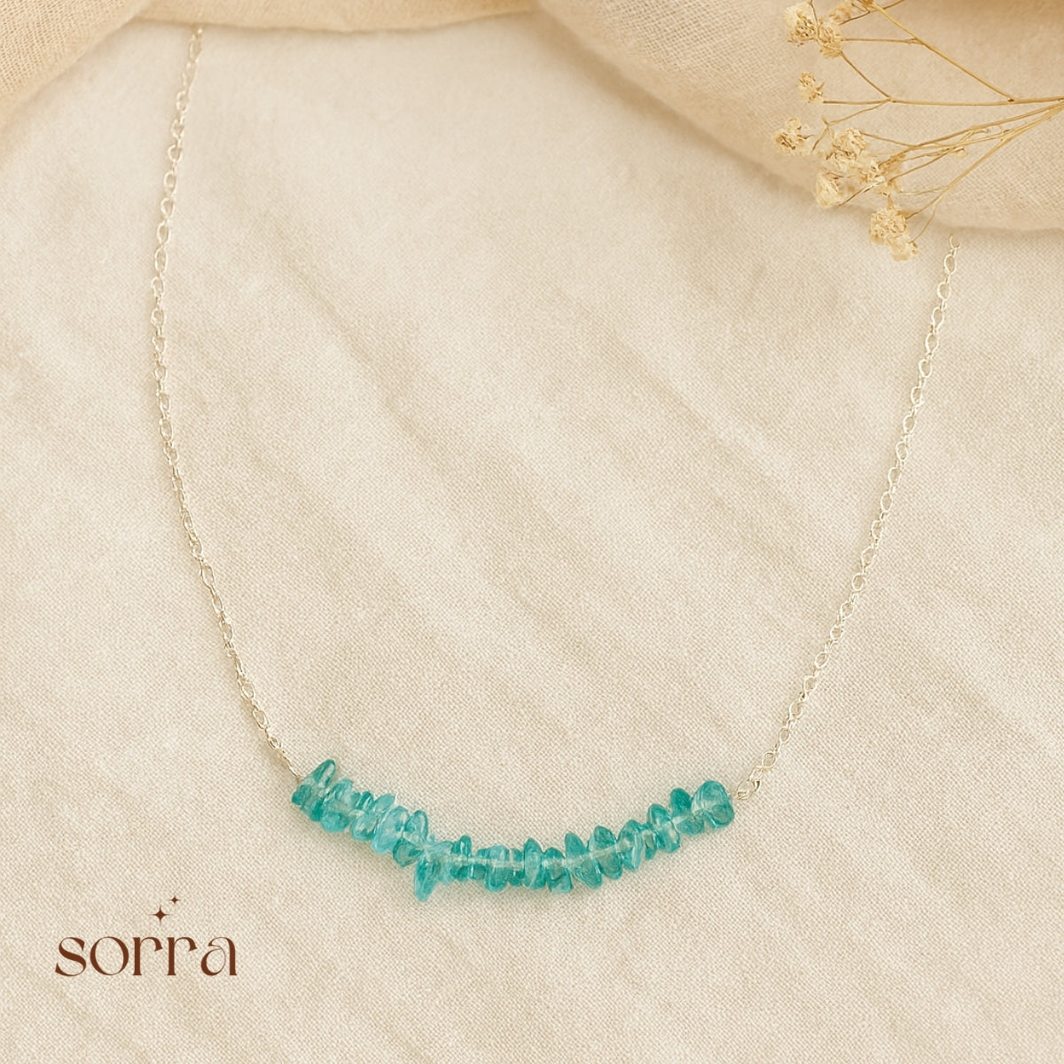 Aqua Mist Crystal Necklace | 925 Silver