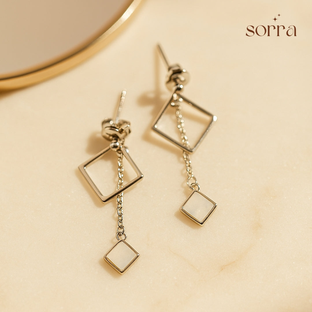 GeoCharm Silver Earrings | 925 Silver
