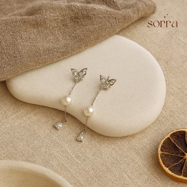 Pearl Whisper Silver Drop Earrings | 925 Silver