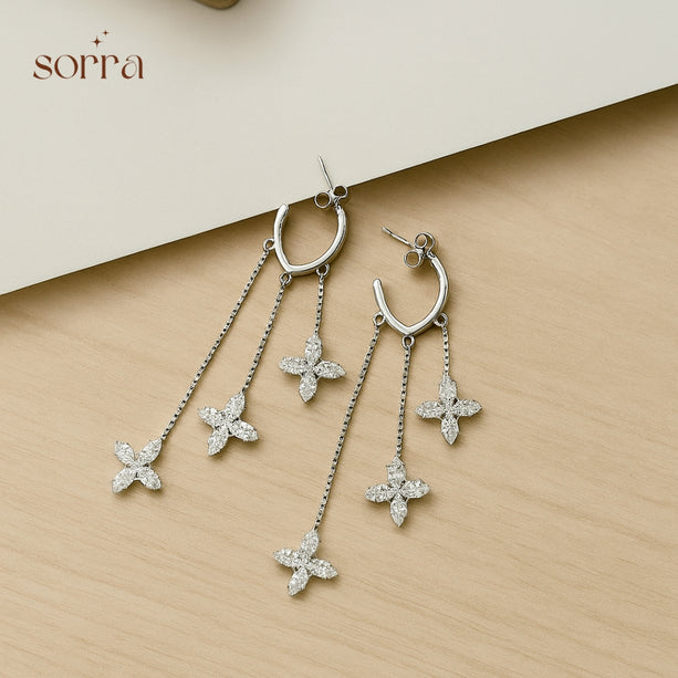 Crystal Bloom Drops Earrings | 925 Silver