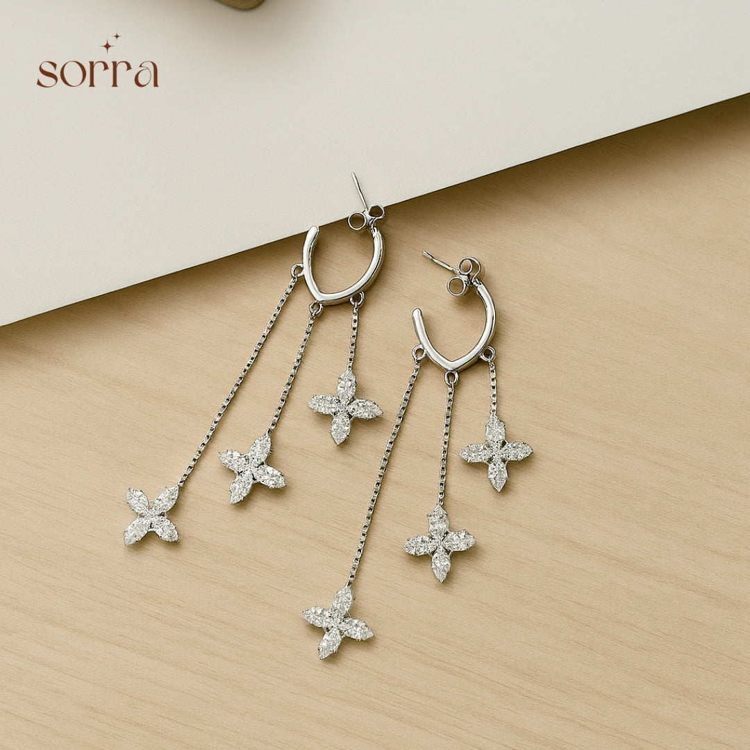 Crystal Bloom Drops Earrings | 925 Silver