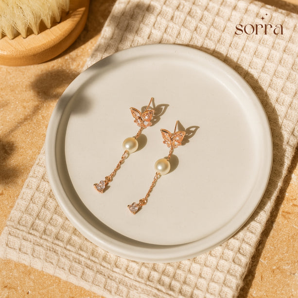 Blush Whisper Rose Drop Earrings | 925 Silver
