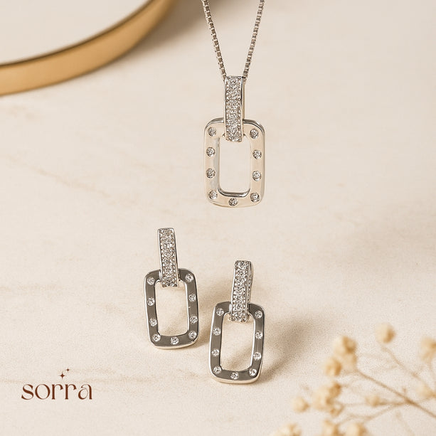 Urban Link Pendant & Earrings | 925 Silver