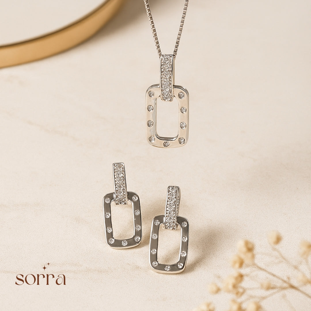 Urban Link Pendant & Earrings | 925 Silver