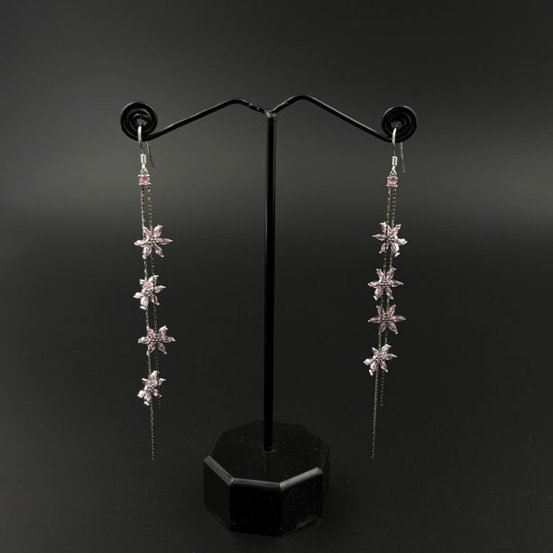 Pink Petal Cascade Earrings | 925 Silver
