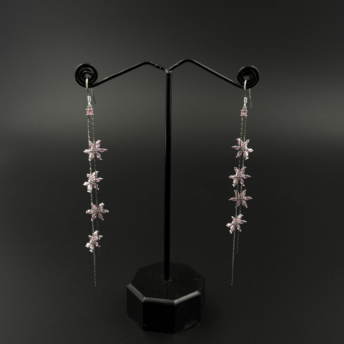 Pink Petal Cascade Earrings | 925 Silver