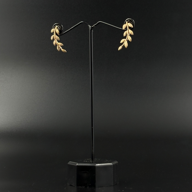 Golden Leaf Ear Climber Earrings | 925 Silver