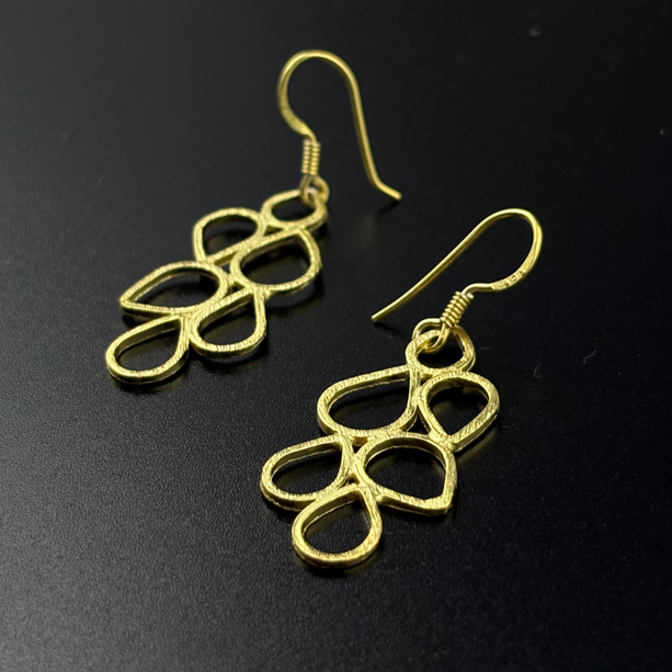 Golden Petal Cluster Earrings | 925 Silver