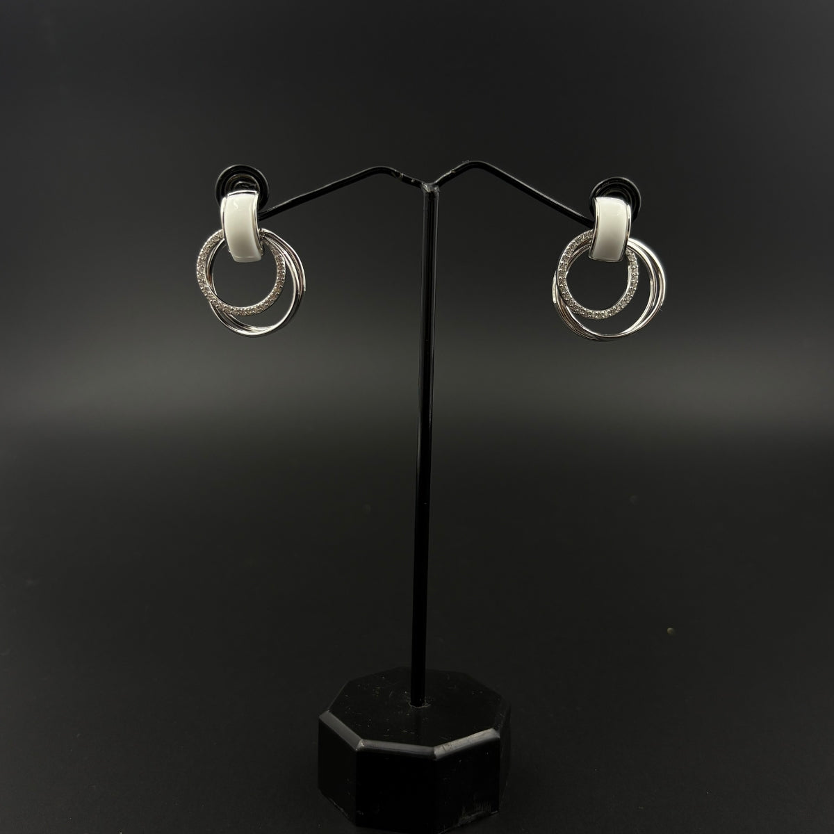 Ceramic Loop Sparkle Earrings | 925 Silver