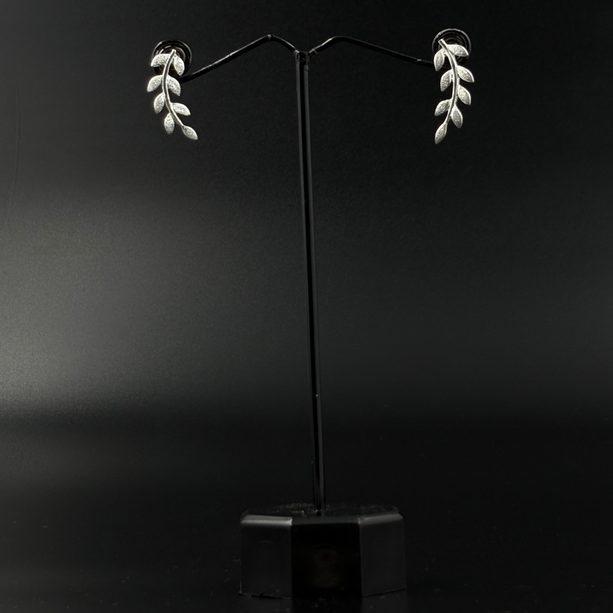 Silver Leaf Ear Climber Earrings | 925 Silver