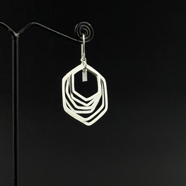 Silver Multi-Layer Hex Drops | 925 Silver