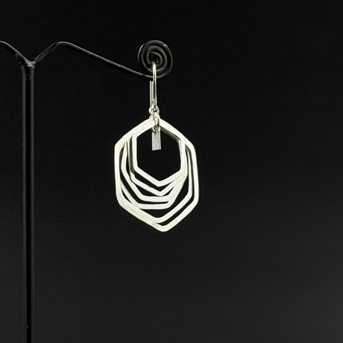 Silver Multi-Layer Hex Drops | 925 Silver