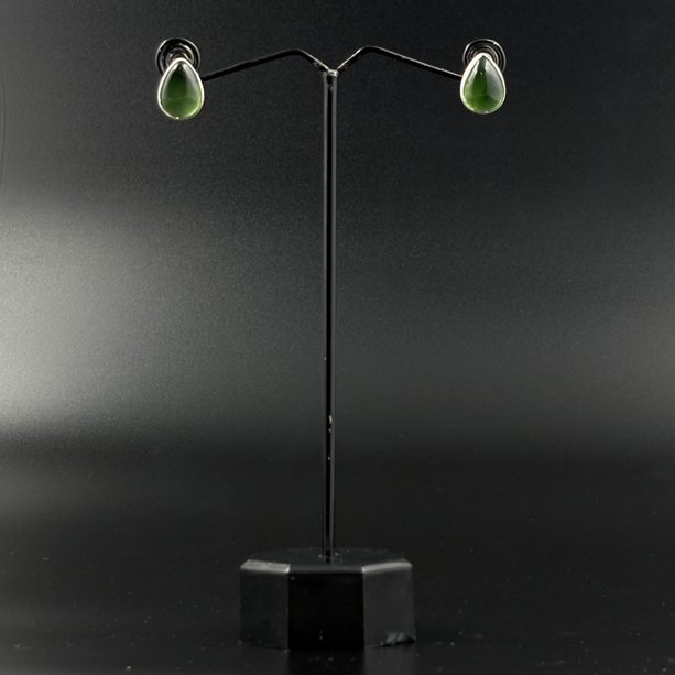Green Teardrop Stone Stud Earrings | 925 Silver