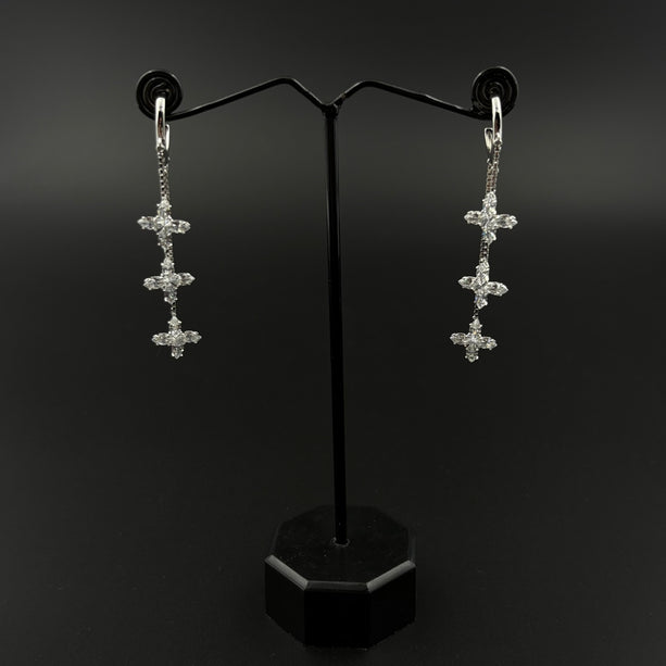 Crystal Bloom Drops Earrings | 925 Silver