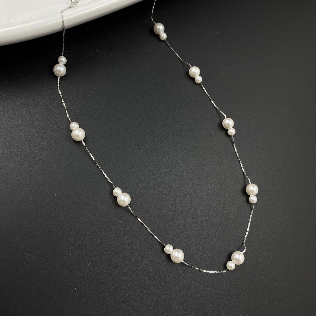 Lustre Line Delicate Pearl Necklace | 925 Silver
