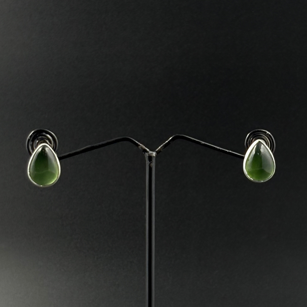 Green Teardrop Stone Stud Earrings | 925 Silver