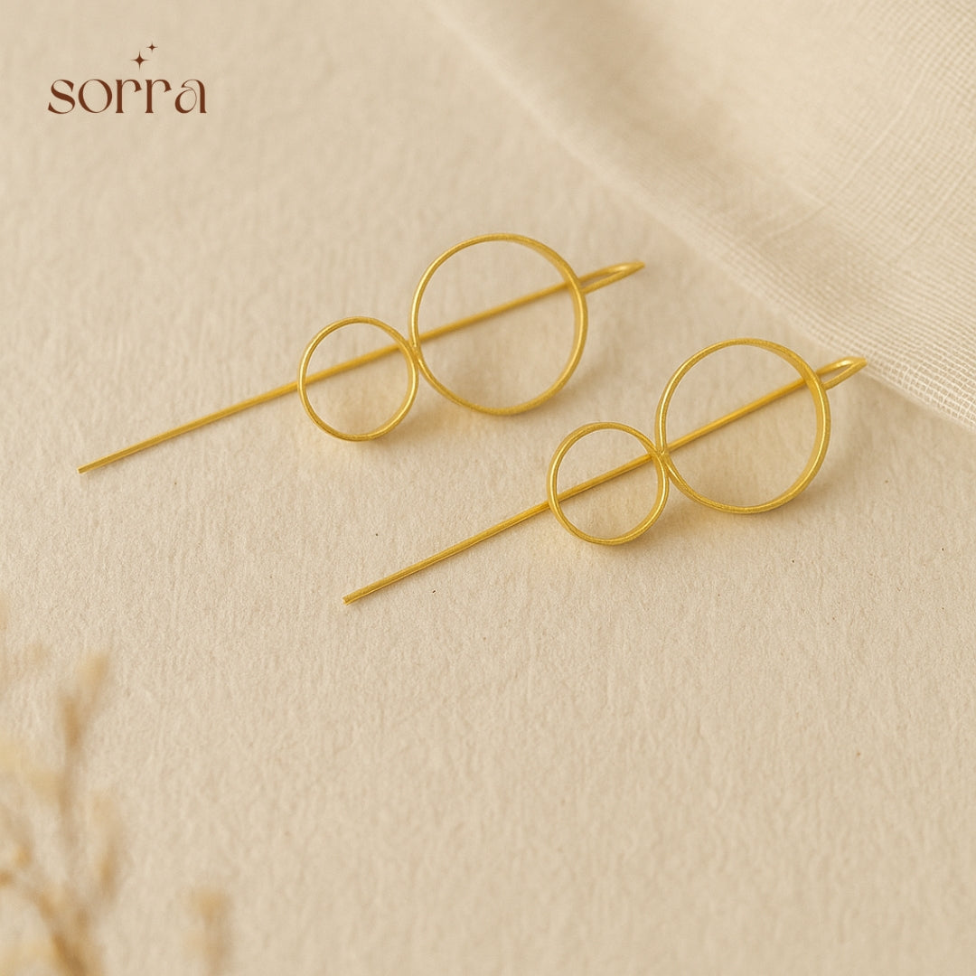 Golden Geo Threader Earrings | 925 Silver