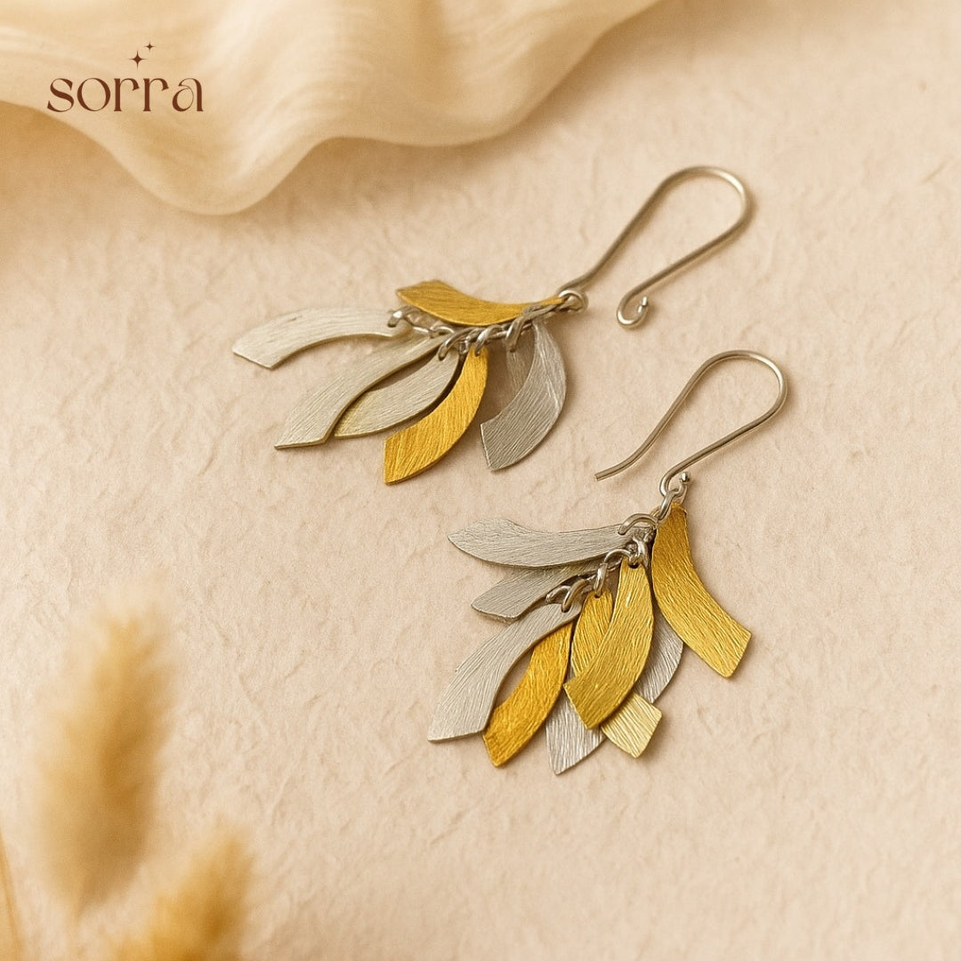 Two-Tone Featherfall Earrings | 925 Silver