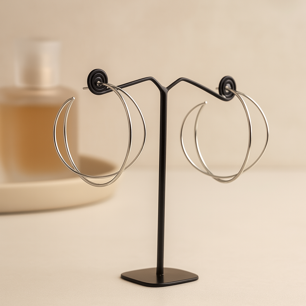 Double Hoop Statement Earrings | 925 Silver