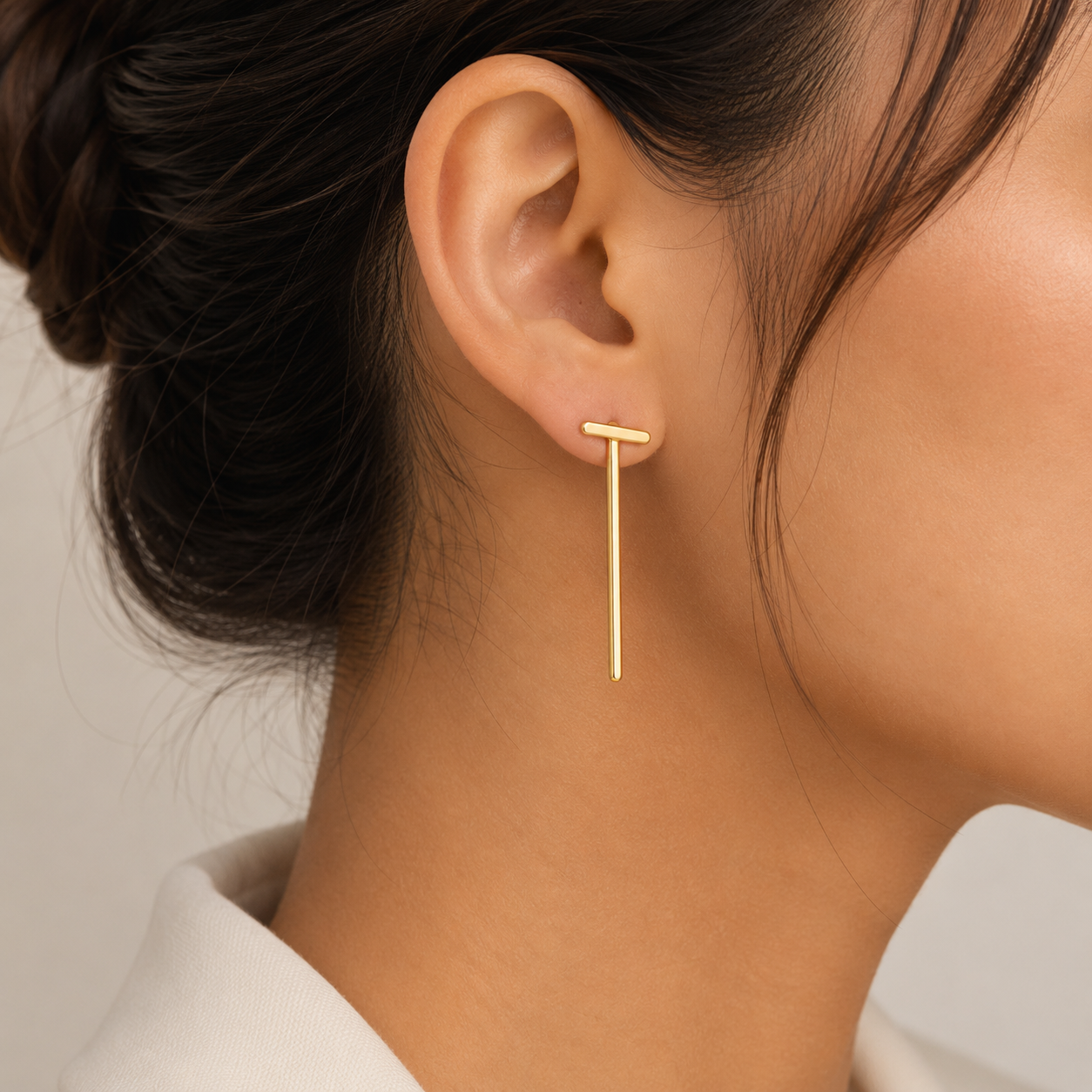 Chic Gold Bar Drop Earrings | 925 Silver