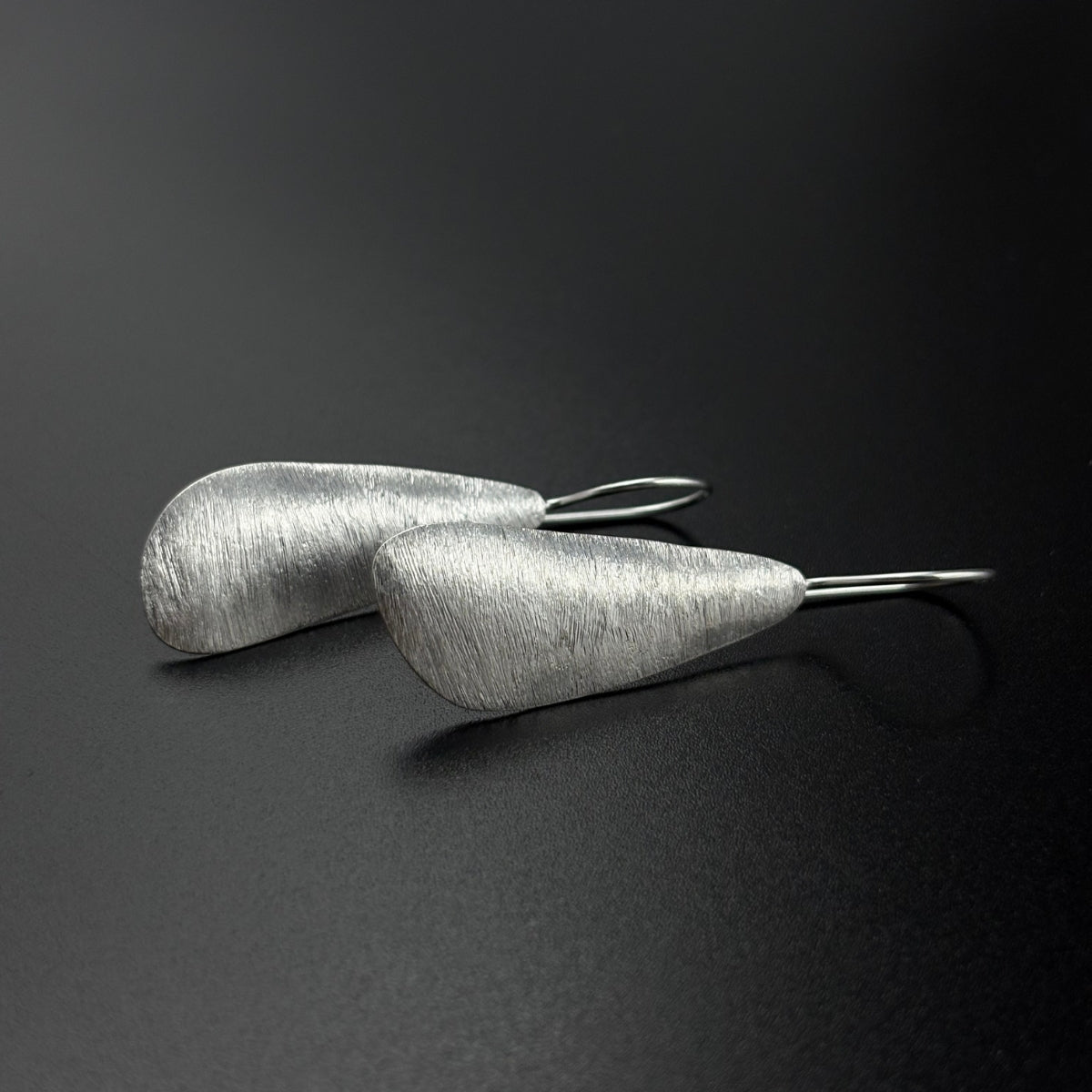 Silver Matte Teardrop Earrings | 925 Silver