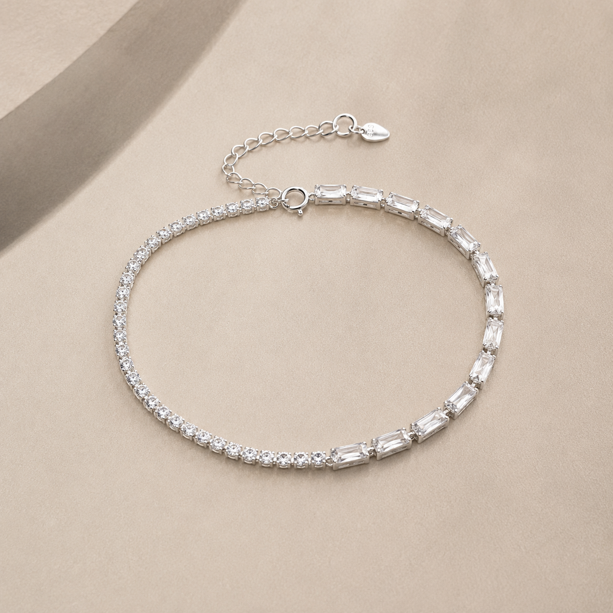 Crystal Square Tennis Bracelet | 925 Silver