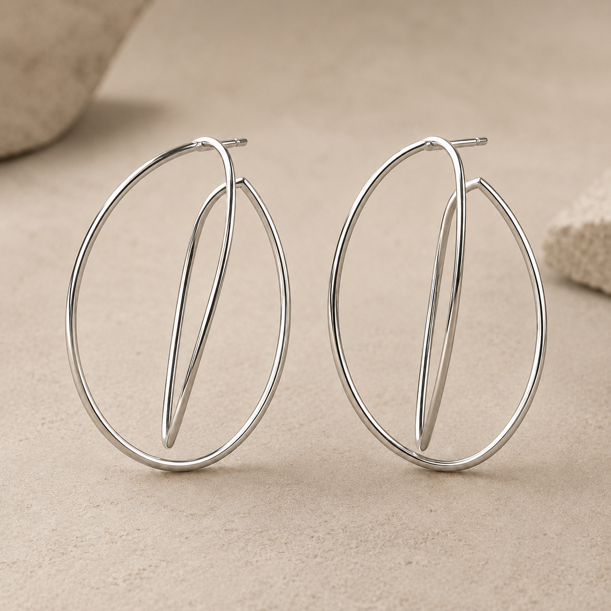 Double Hoop Statement Earrings | 925 Silver
