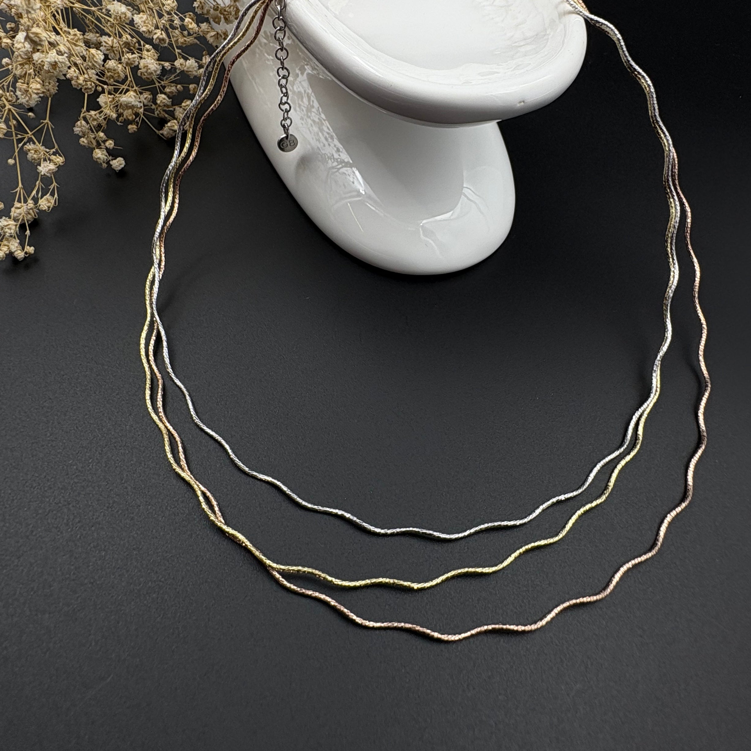 1.Three Tone Wavy Necklace  2.Twilight Trio | 925 Silver