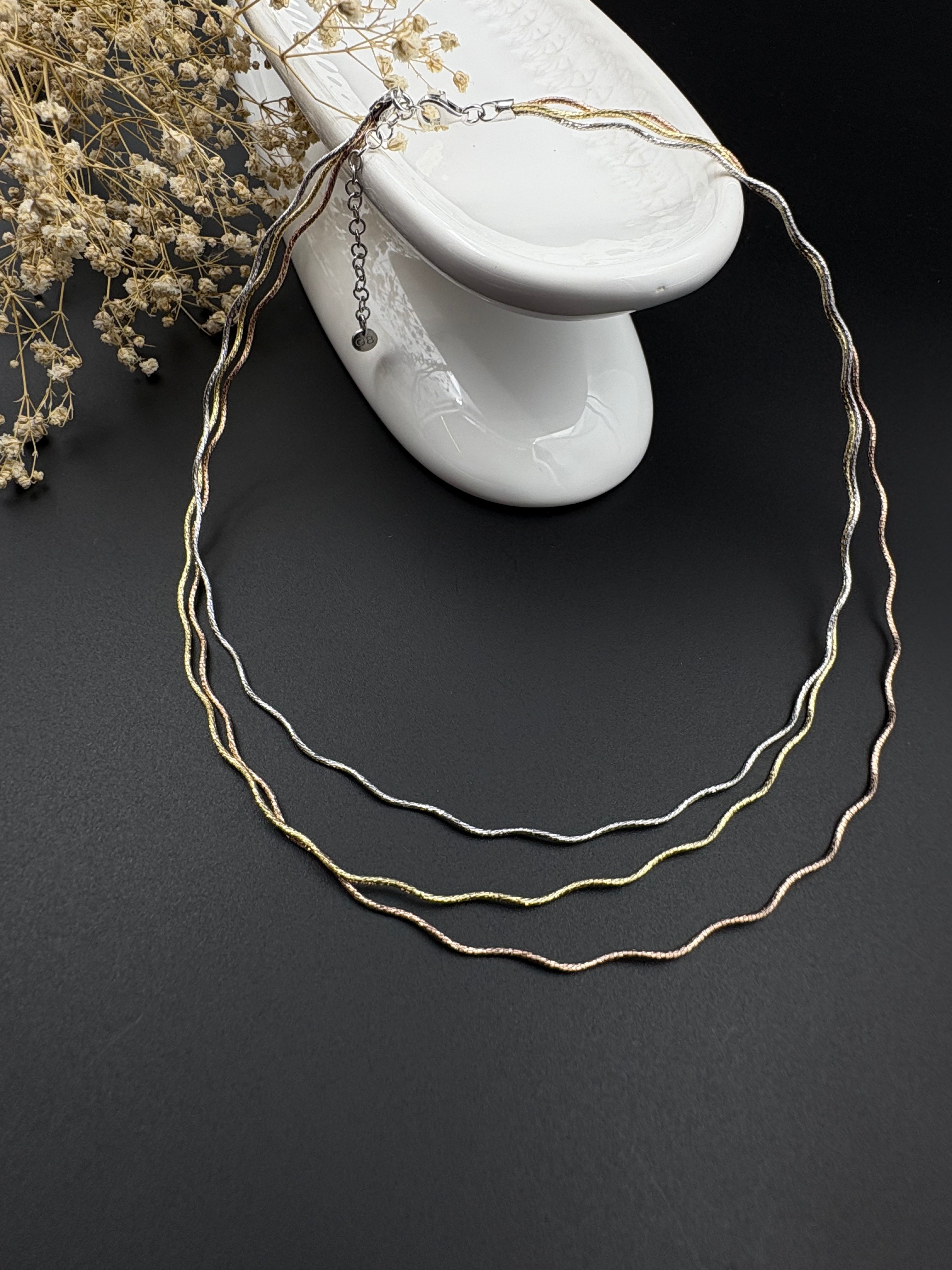 1.Three Tone Wavy Necklace  2.Twilight Trio | 925 Silver