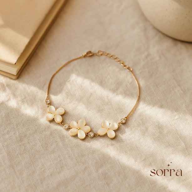 Blossom Muse Rose Gold Flower Bracelet | 925 Silver