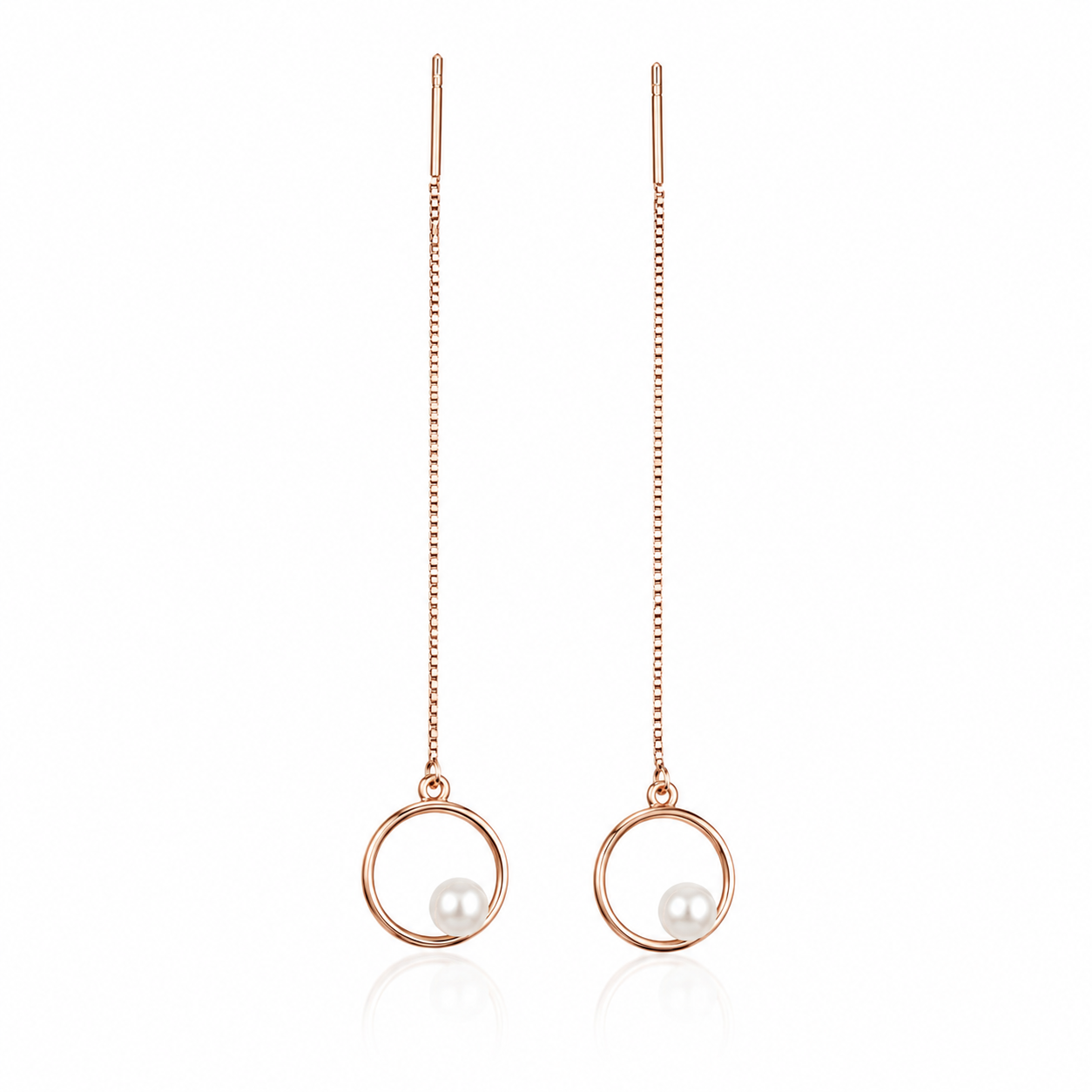 Pearl Orbit Threader Earrings | 925 Silver