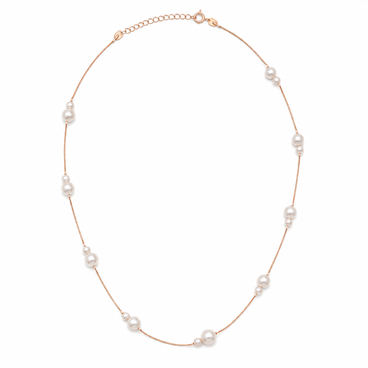 Rosé Line Delicate Pearl Necklace | 925 Silver