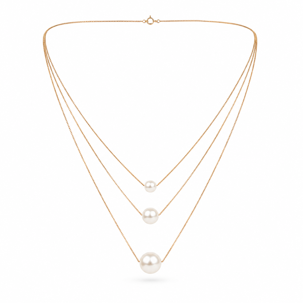 Rosé Trio Pearl Necklace | 925 Silver