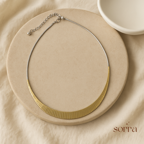 Dual Tone Sleek Omega Necklace | 925 Silver