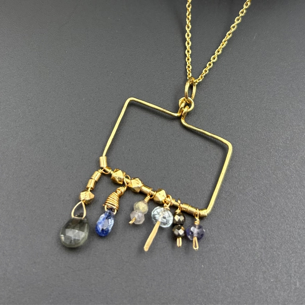 Boho Prism Charm Frame Necklace | 925 Silver
