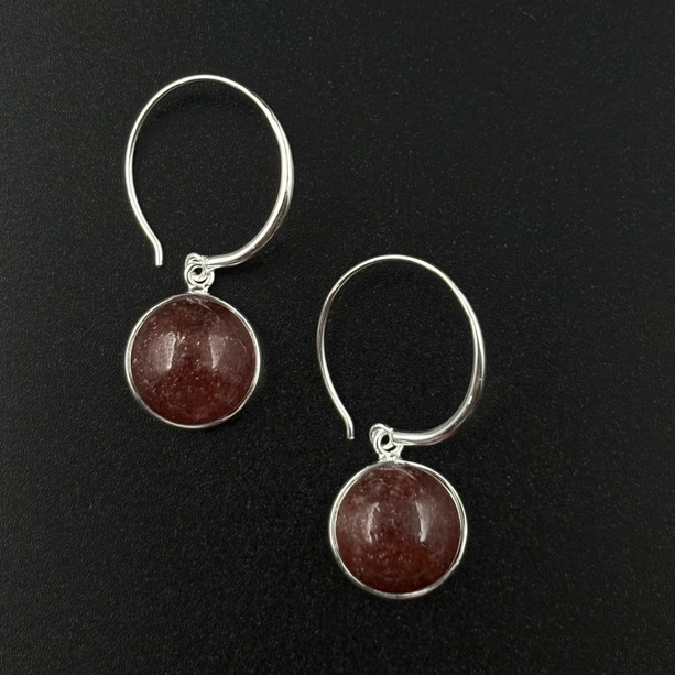 Cherry Red Stone Drop Earrings | 925 Silver