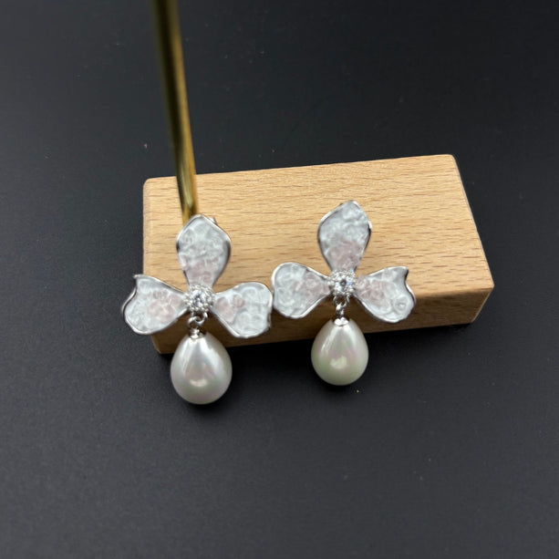 Blush Petal Pearls Earrings | 925 Silver