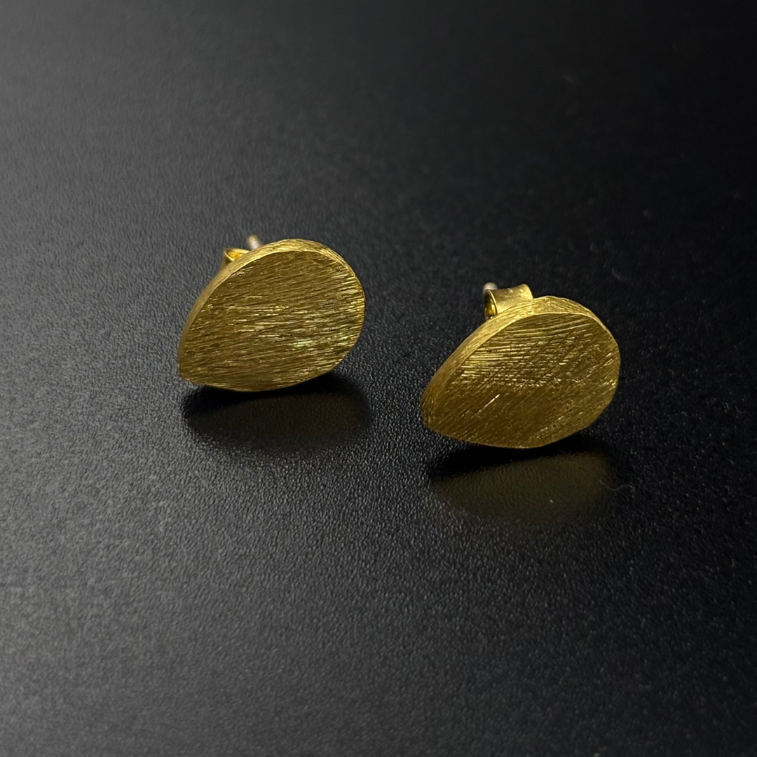 Golden Drop Stud Earrings | 925 Silver