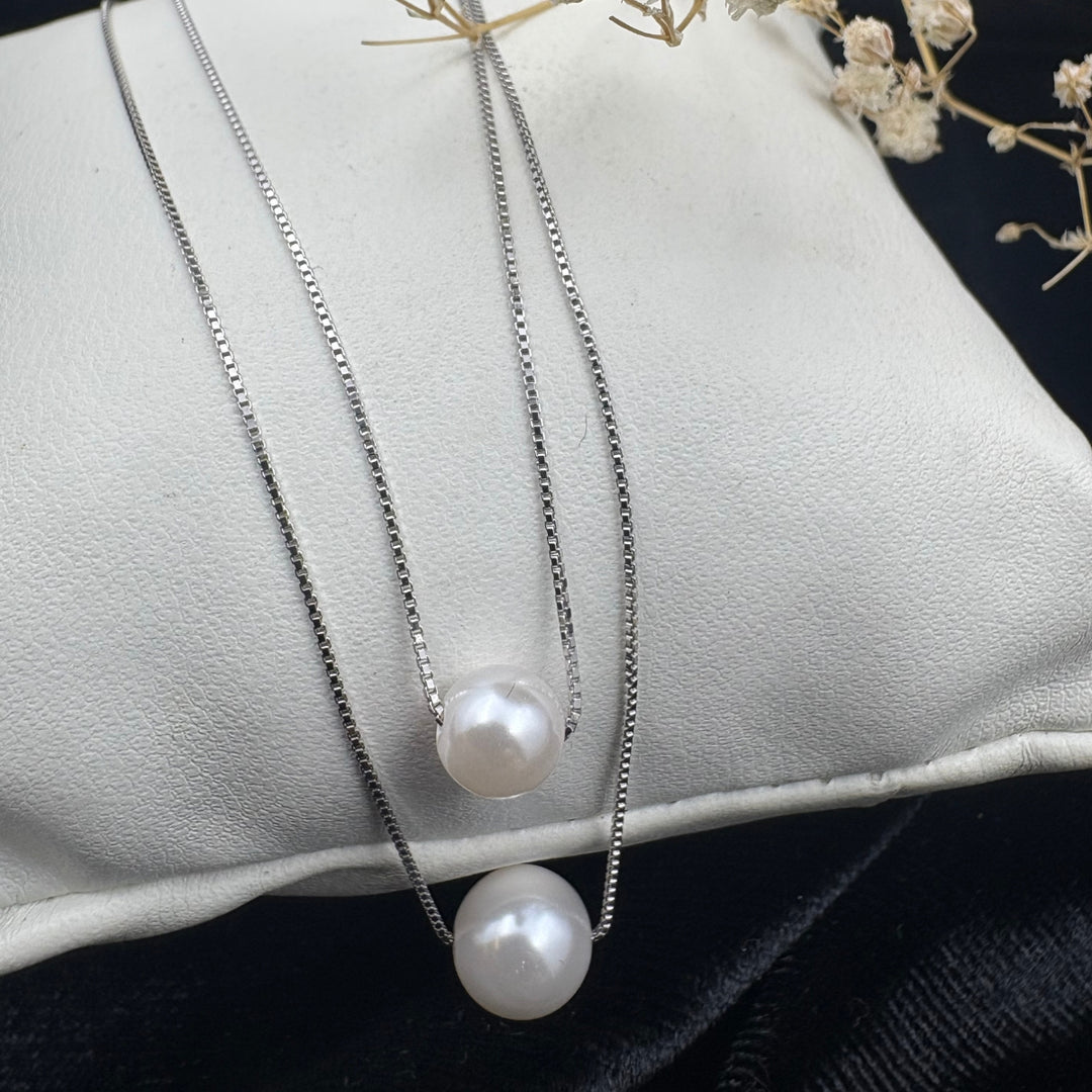 Twin Glow Pearl Necklace | 925 Silver