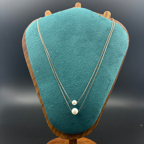 Rosé Duo Pearl Necklace | 925 Silver
