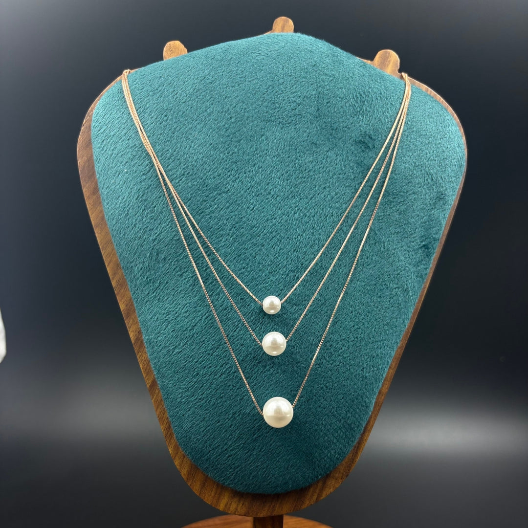 Rosé Trio Pearl Necklace | 925 Silver