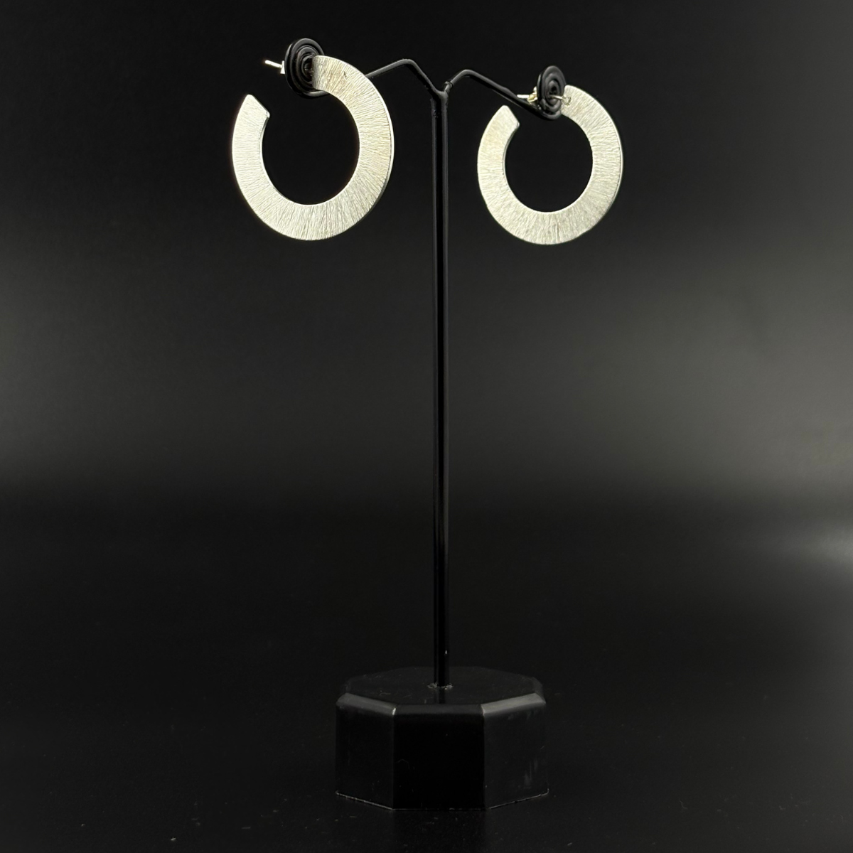 Textured Silver Hoop Earrings | 925 Silver