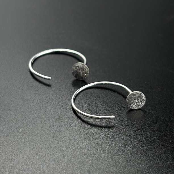 Silver Disc Mini Hoop Earrings | 925 Silver