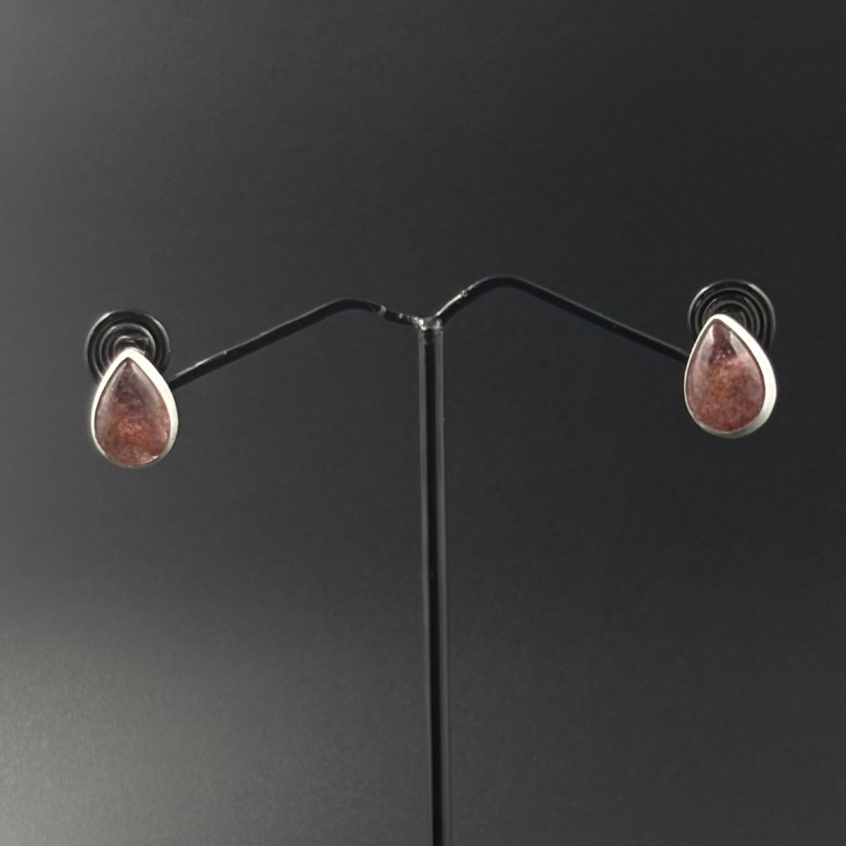 Pink STRAWBERRY Teardrop Stone Stud Earrings | 925 Silver