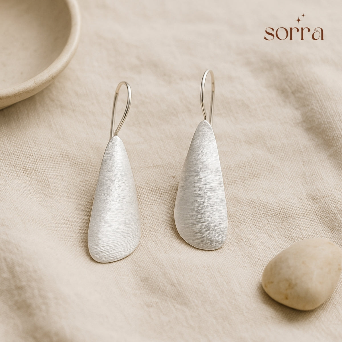 Silver Matte Teardrop Earrings | 925 Silver