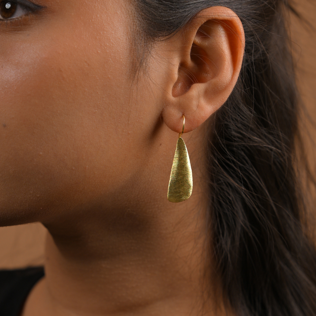 Gold Matte Teardrop Earrings | 925 Silver
