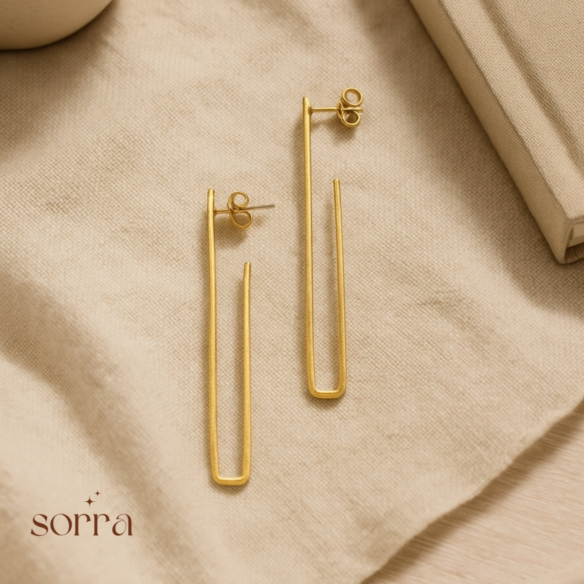 Golden Rectangle Drop Earing | 925 Silver
