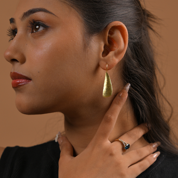 Gold Matte Teardrop Earrings | 925 Silver